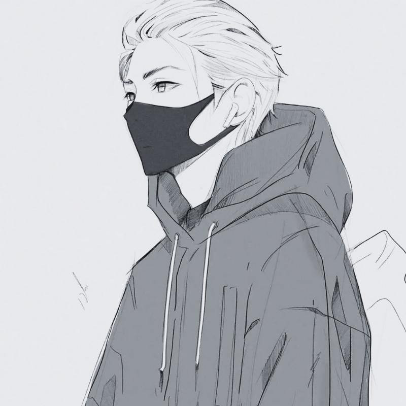 Tuyển Tập Ảnh Anime Đen Trắng Tuyệt Đẹp Hình nam anime đen trắng đeo khẩu trang