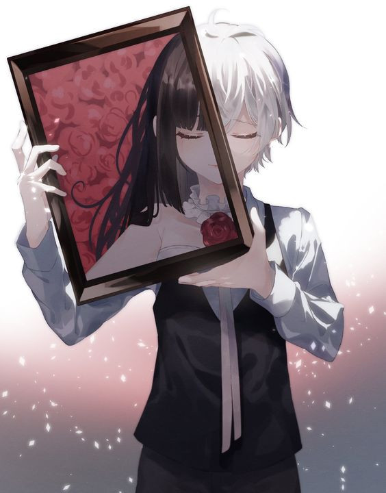 Hình nền anime buồn trong không gian tối thiếu ánh sáng