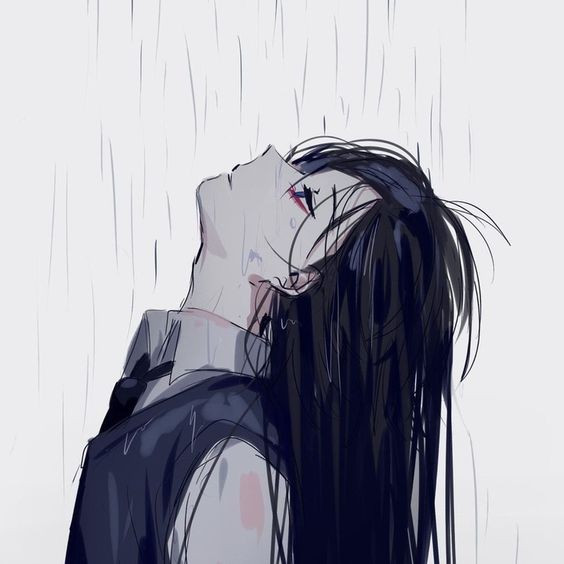 Hình nền anime buồn với phong cảnh thiên nhiên u ám