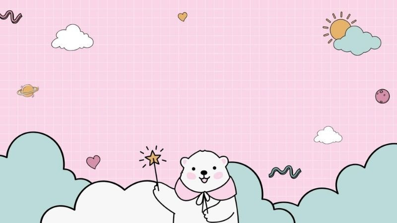Hình nền chú gấu hồng siêu cute