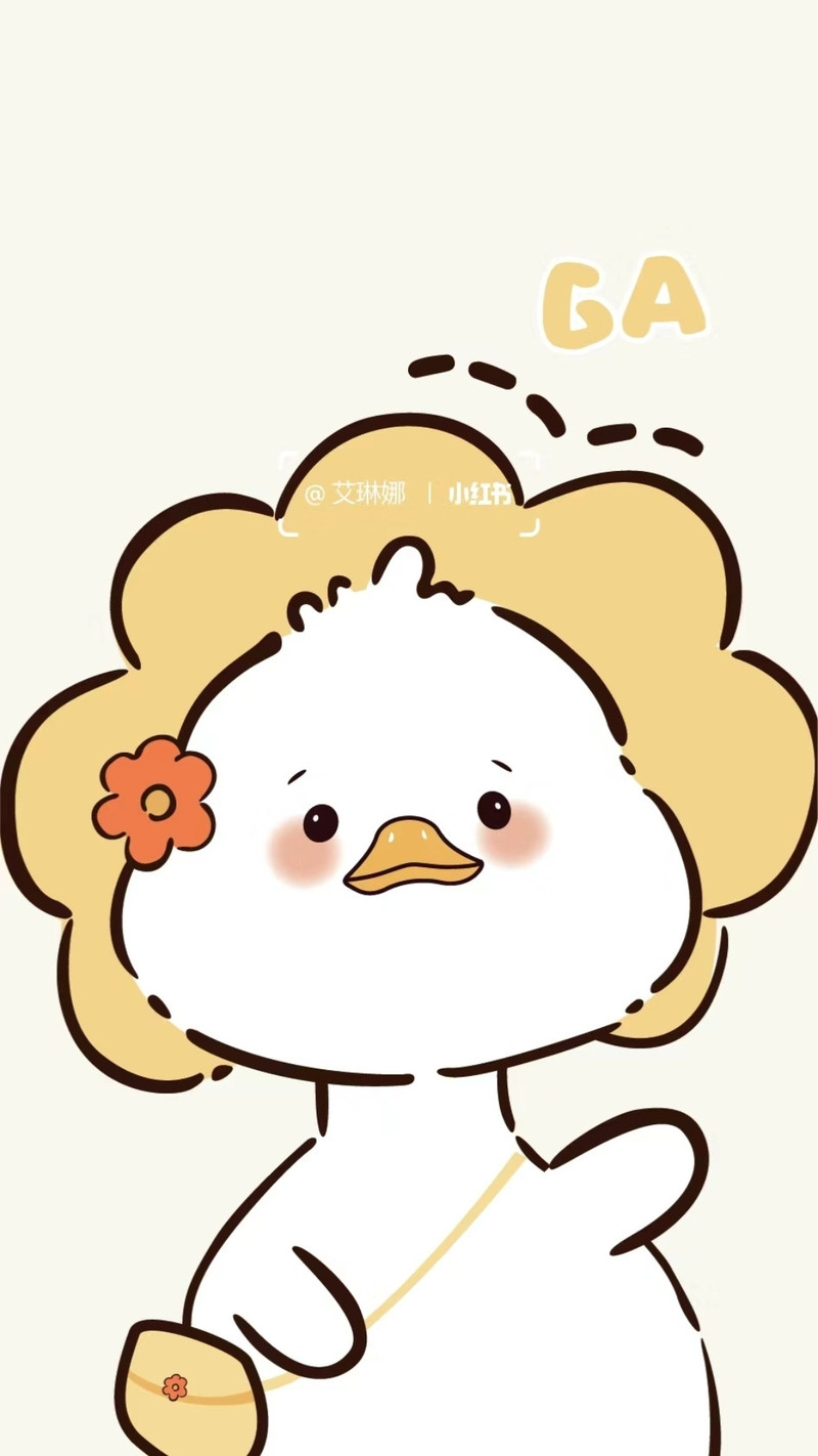 Hình nền con vịt cài hoa đáng yêu