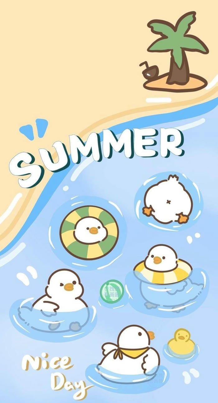 Hình nền con vịt đậm chất mùa hè vui tươi