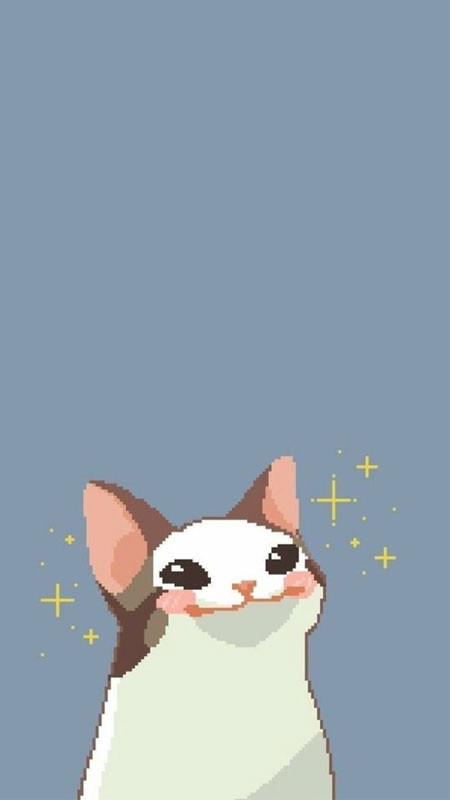 Hình nền cute mèo con vẽ nét đơn giản, dễ thương