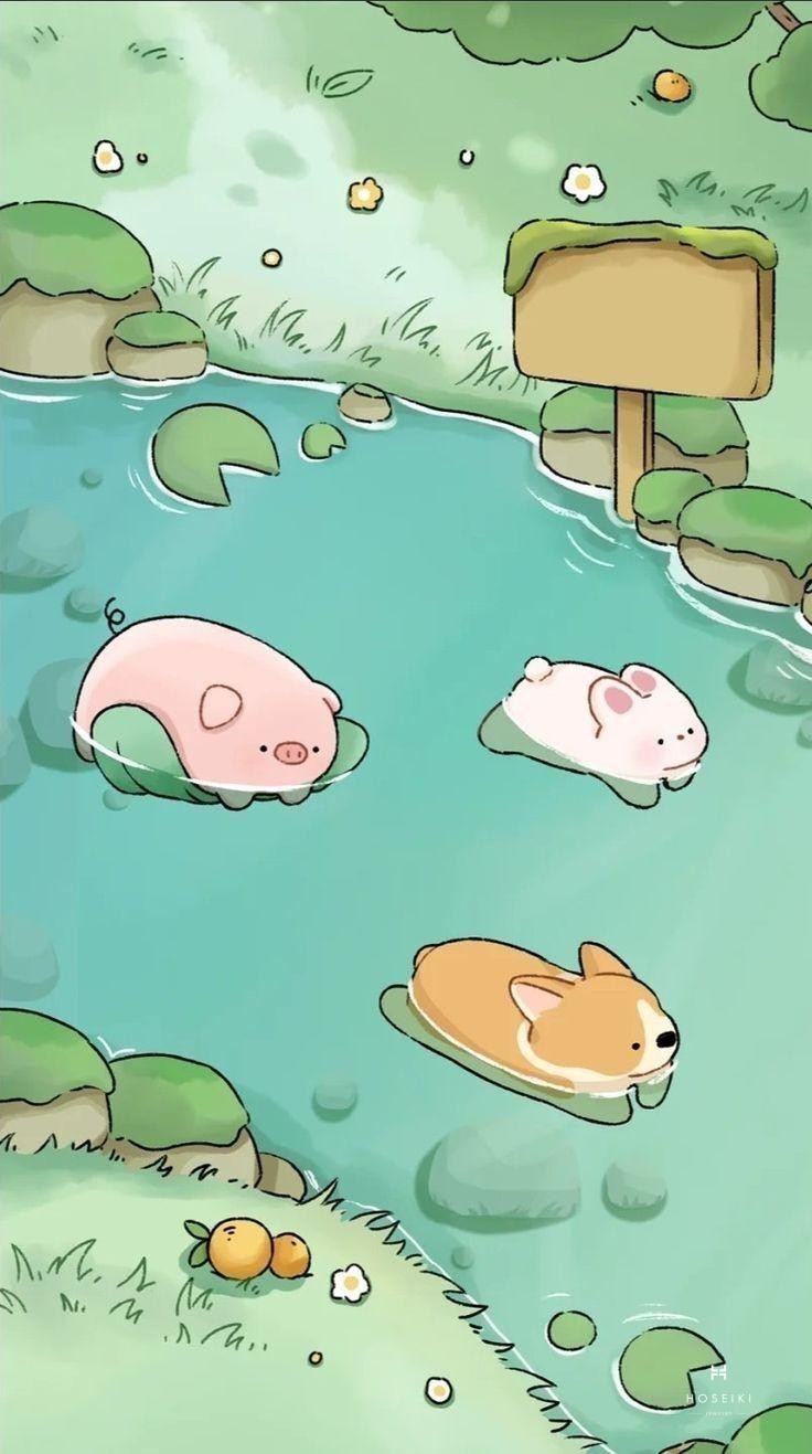 Hình nền cute với màu sắc tươi sáng và họa tiết ngộ nghĩnh