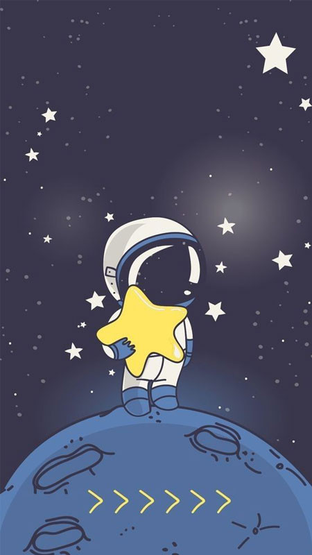 Hình nền cute vũ trụ tối giản nhưng đáng yêu