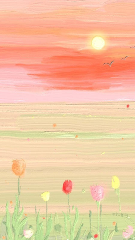 Hình nền điện thoại cute kiểu sơn mài rực rỡ, tràn đầy năng lượng