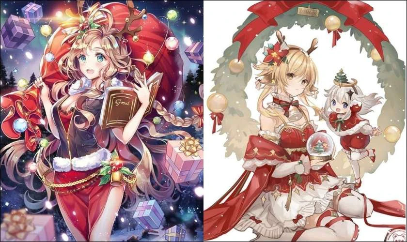 Hình nền điện thoại với ảnh anime chibi chủ đề Giáng sinh