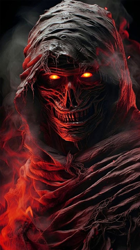 Hình nền ma đầu lâu trong không gian hoang tàn