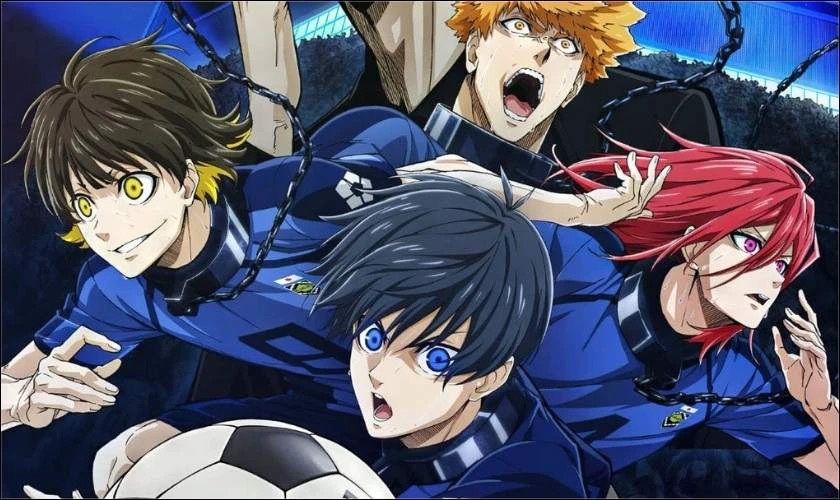 Hình nền màu xanh dương anime ngầu với hiệu ứng ánh sáng