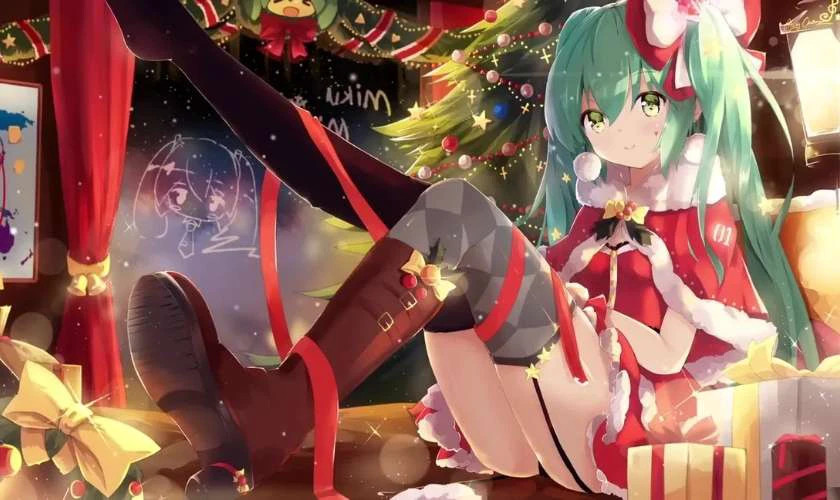 Hình nền máy tính chủ đề Giáng sinh với hình ảnh anime chibi đẹp