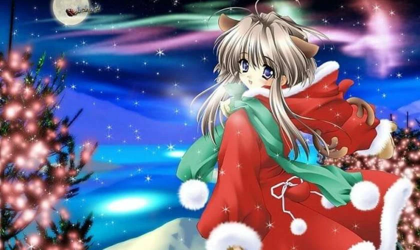 Hình nền máy tính với ảnh chibi Giáng sinh nghệ thuật