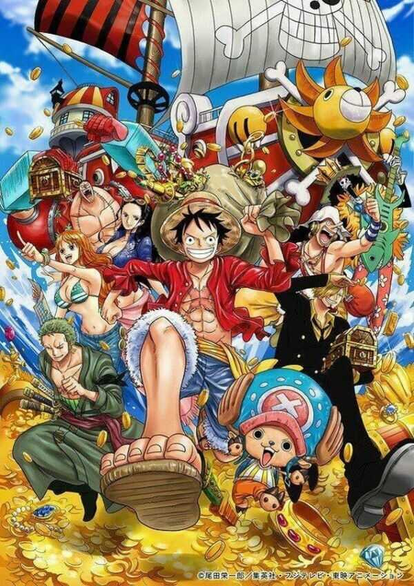 Hình nền One Piece 4K cho điện thoại với hình ảnh thuyền Thousand Sunny