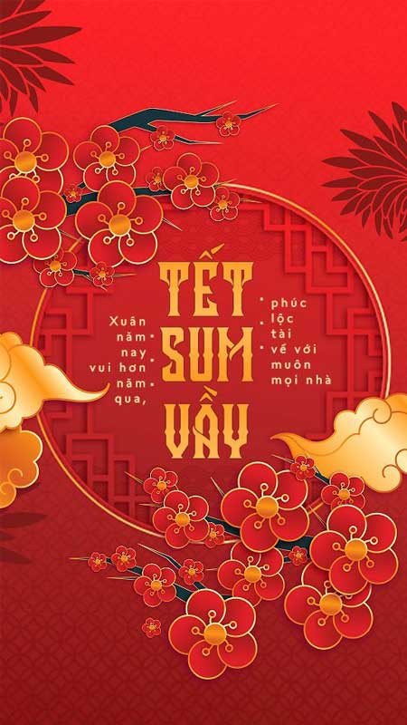 Hình nền Tết sum vầy ấm áp cho điện thoại