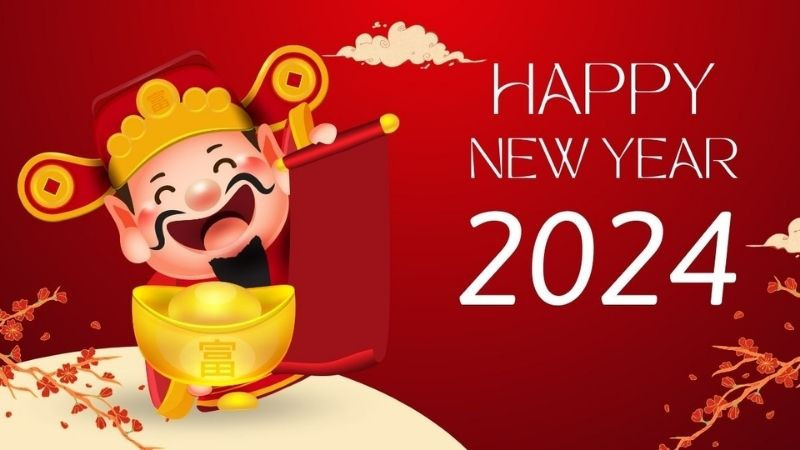 Hình nền Thần Tài tay cầm thỏi vàng với ánh hào quang