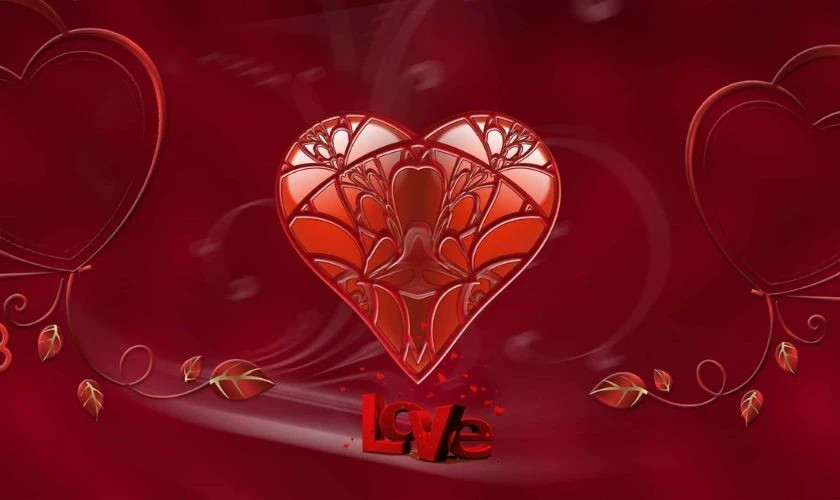 Hình nền Valentine với trái tim đỏ ấn tượng trên nền tối