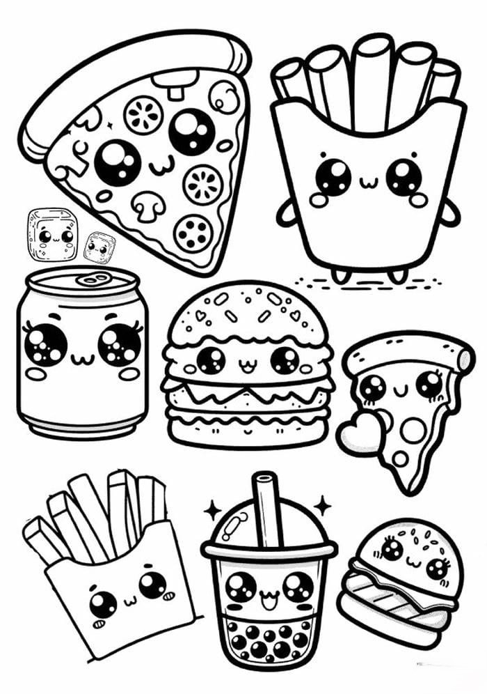 Hình tô màu bánh ngọt và kem