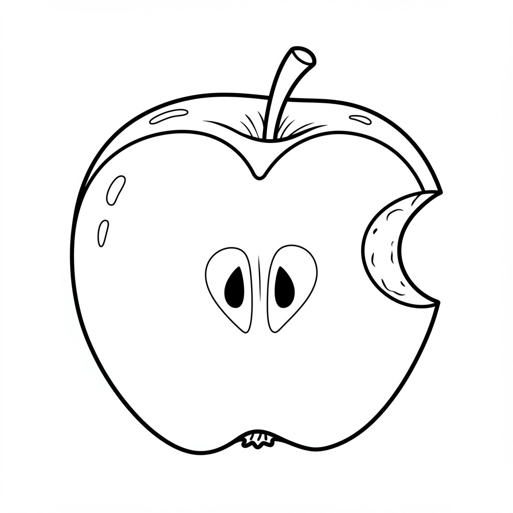 hình tô màu quả táo có cuống và lá đơn giản