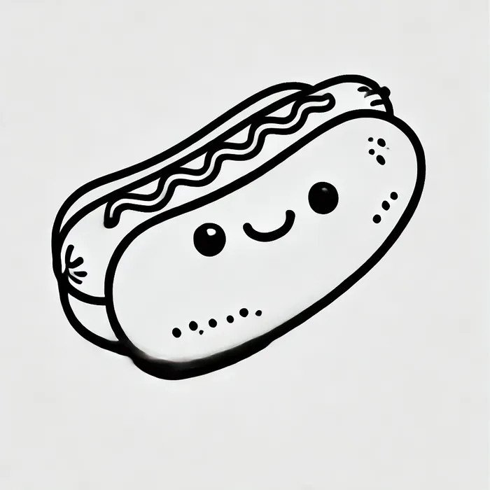 Hình vẽ bánh hotdog đơn giản cho bé tập tô màu
