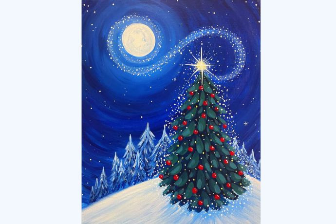 Hình vẽ cây thông Noel nhiều màu sắc trang trí