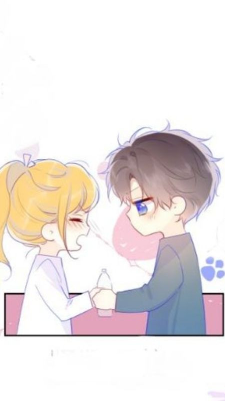 Hình vẽ Chibi chàng trai dỗ dành bạn gái đang giận