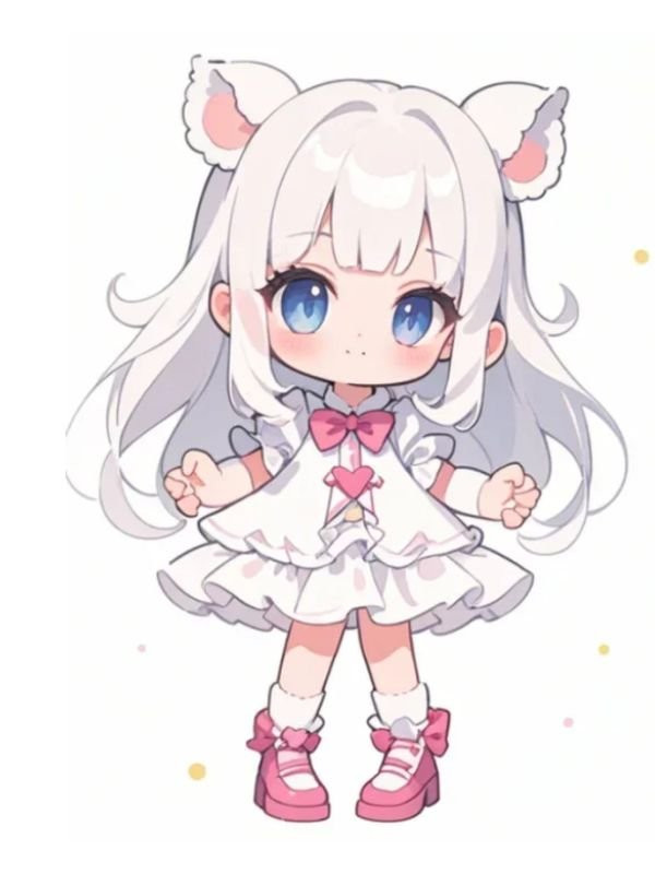 Tuyển tập hình ảnh chibi nữ cute đơn giản đáng yêu Hình vẽ chibi nữ tóc ngắn mặc váy đơn giản, đang cười