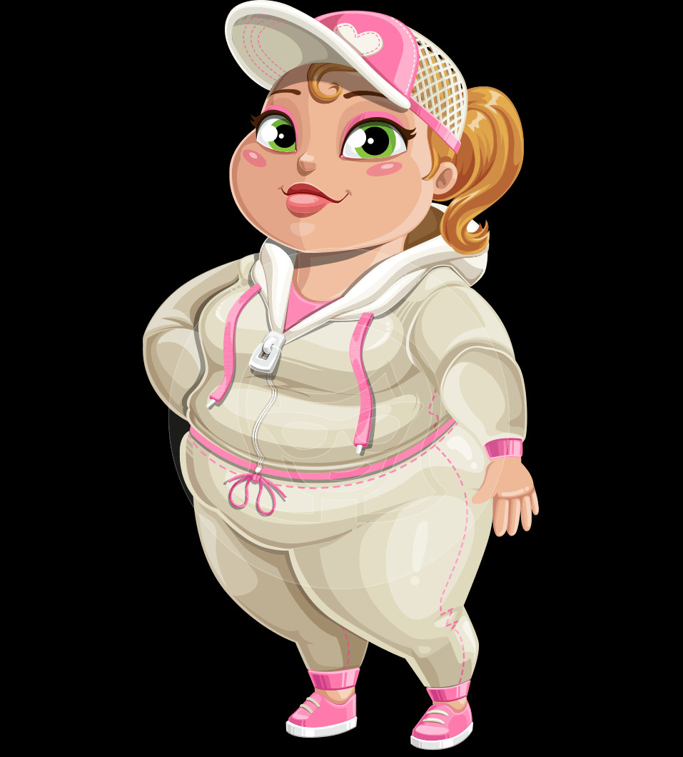 Hình vẽ cô gái mập đáng yêu với phong cách hoạt hình