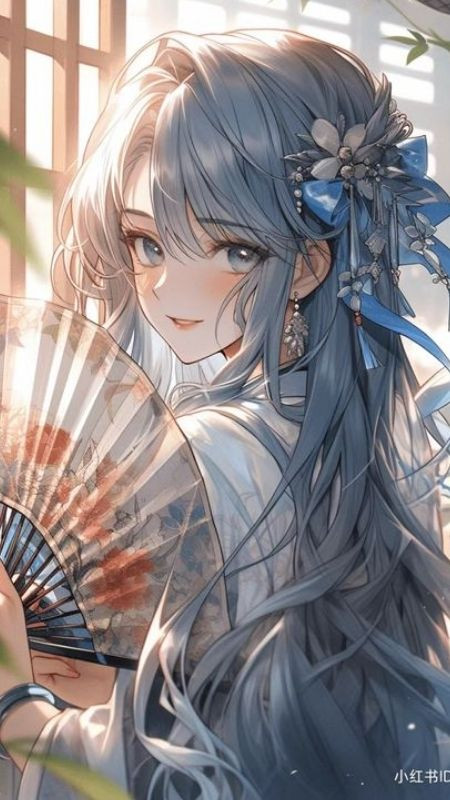 Hình vẽ nàng Anime theo phong cách cổ trang xinh đẹp lộng lẫy