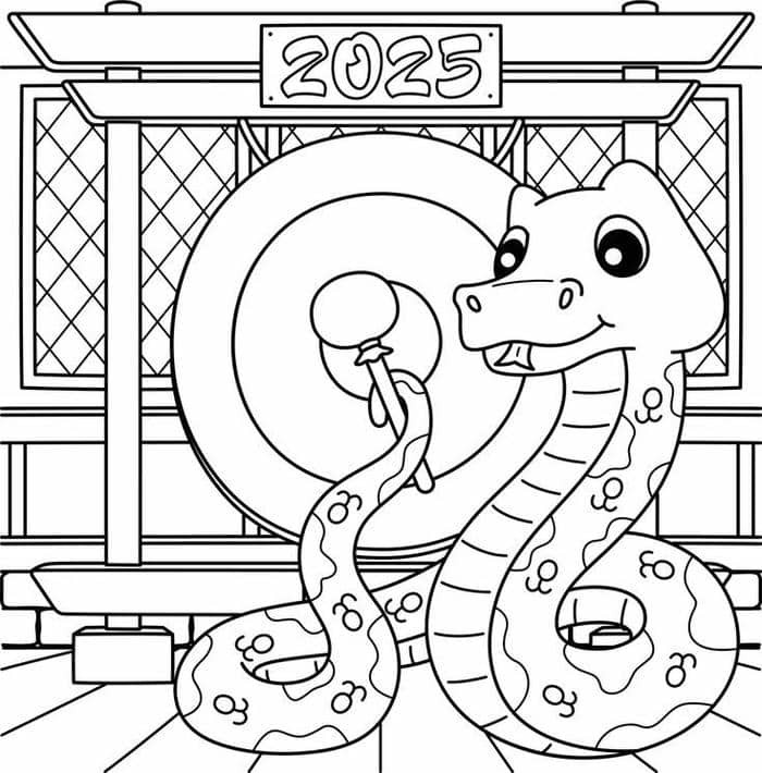 Hình vẽ tranh tô màu con rắn hoạt hình dễ thương