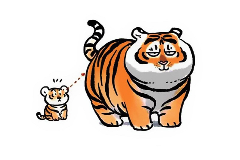 Hổ con nhỏ nhắn với bộ lông mềm mại, rất ngộ nghĩnh