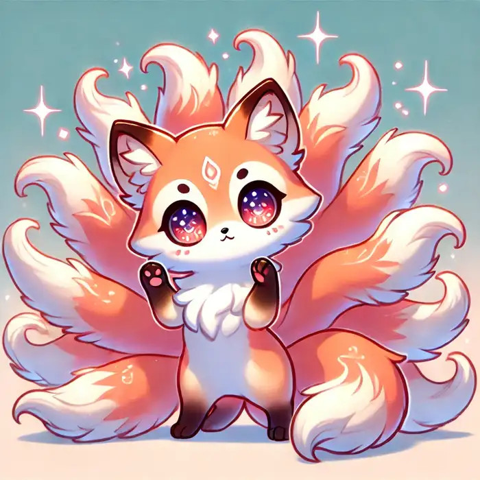 Hồ ly chibi với vẻ ngoài đơn giản, đáng yêu