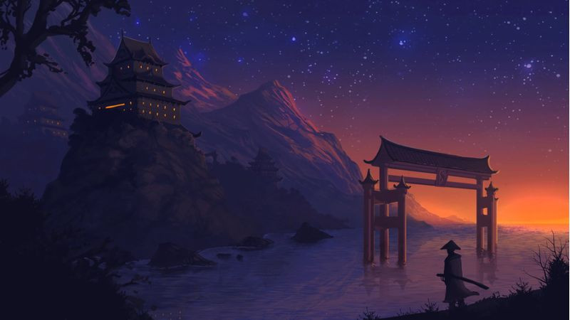 Hoàng hôn buồn nhẹ nhàng trên mặt nước