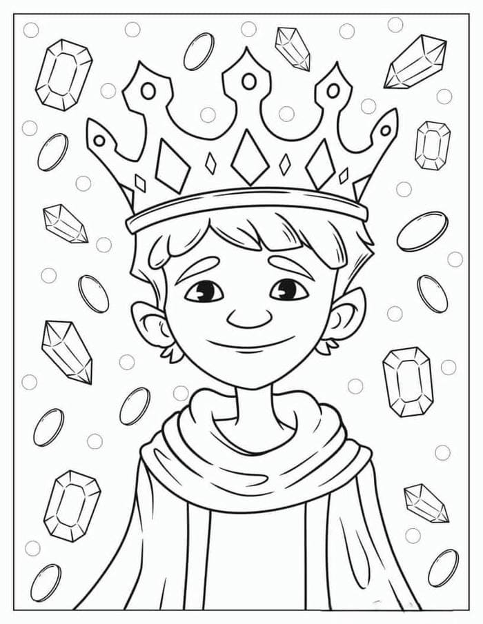 Hoàng tử đội vương miện, sẵn sàng cho bé tô màu