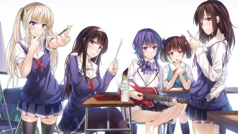 Học sinh anime ngồi trong lớp học