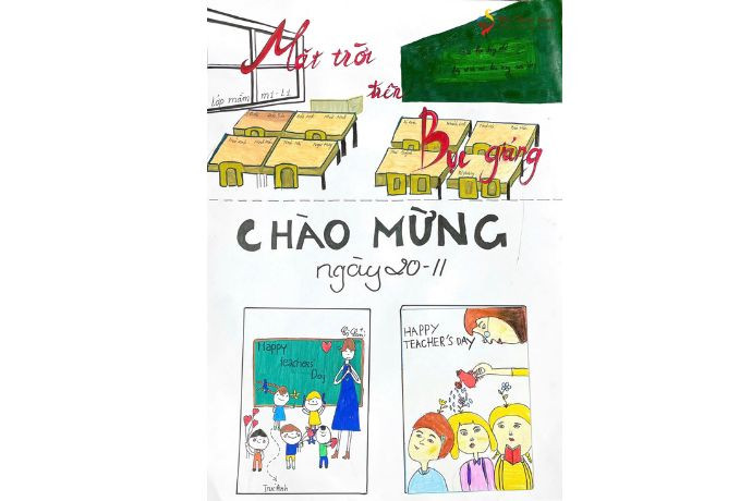 Học sinh cùng hoàn thiện tờ báo tường ý nghĩa