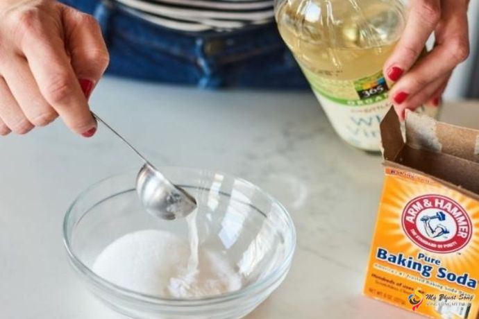 Hỗn hợp giấm trắng và baking soda giúp tẩy vết bẩn màu acrylic