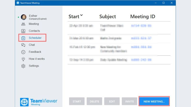 Hộp thoại lên lịch cuộc họp mới trong TeamViewer với các tùy chọn cài đặt