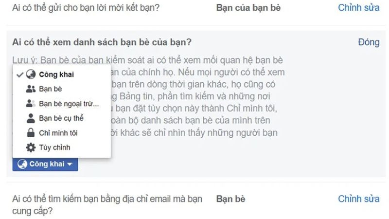 Hướng dẫn bước 4 chặn spam Facebook trên máy tính: Thiết lập ai có thể liên hệ với bạn