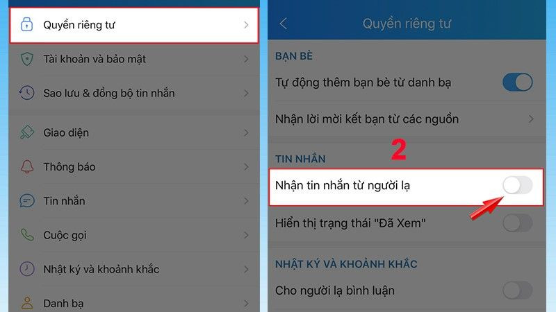 Hướng dẫn chặn tin nhắn spam từ người lạ trên Zalo bằng cách tắt chế độ nhận tin nhắn