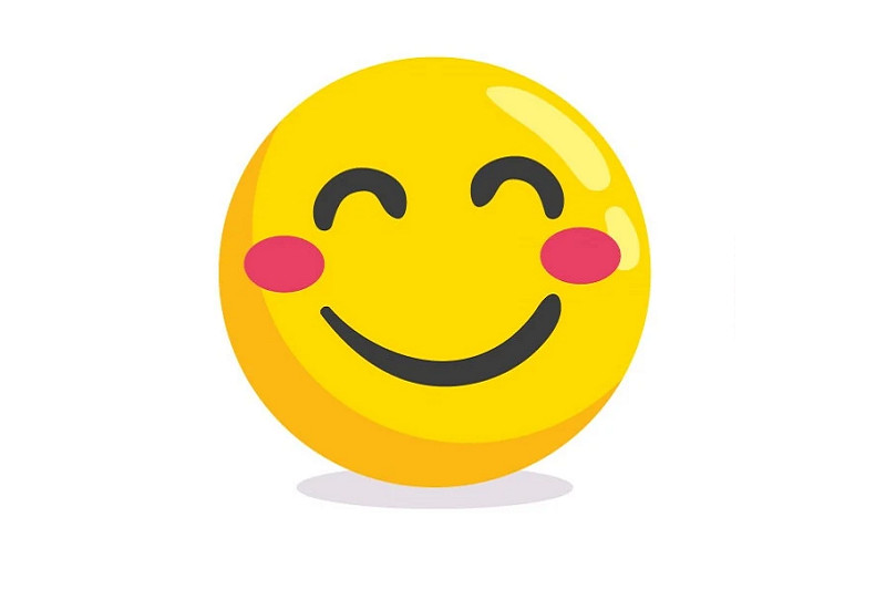 Icon mặt cười má ửng hồng dễ thương