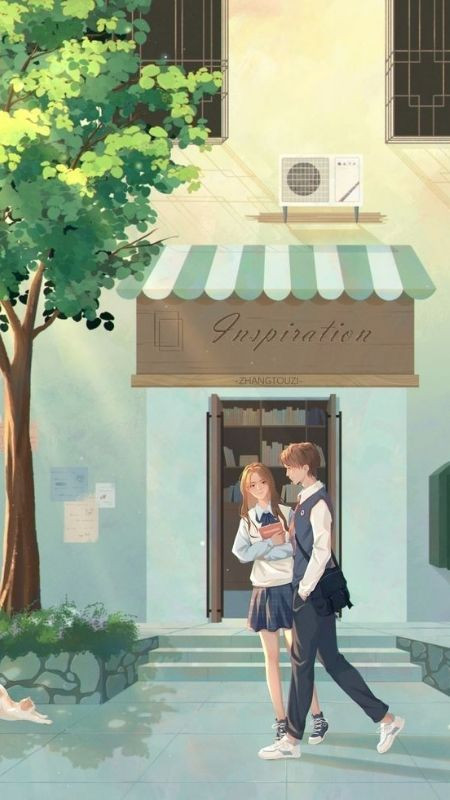 Khi cô cậu học sinh đang vô tình đi qua tiệm sách cực đáng yêu trong ảnh cặp đôi