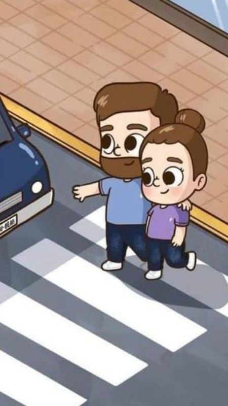 Khoảnh khắc đời thường đáng yêu của cả chàng và nàng khi đi trên phố qua nét vẽ hoạt hình