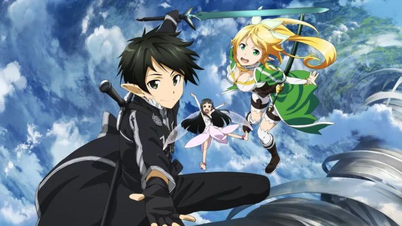 Khung cảnh một tầng của Aincrad với Kirito và các nhân vật khác