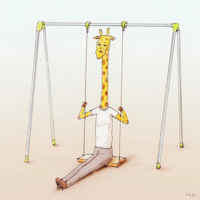 Khuôn mặt biểu cảm hài hước của hươu cao cổ