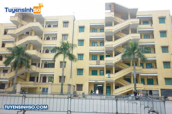 Khuôn viên bên trong Trường Đại học Luật Hà Nội với nhiều cây xanh