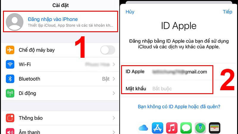Kiểm tra và đăng nhập tài khoản ID Apple trong Cài đặt để kích hoạt iMessage