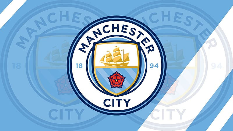 Logo Manchester City hiện tại từ năm 2016, với hình dạng tròn và biểu tượng bàn tay