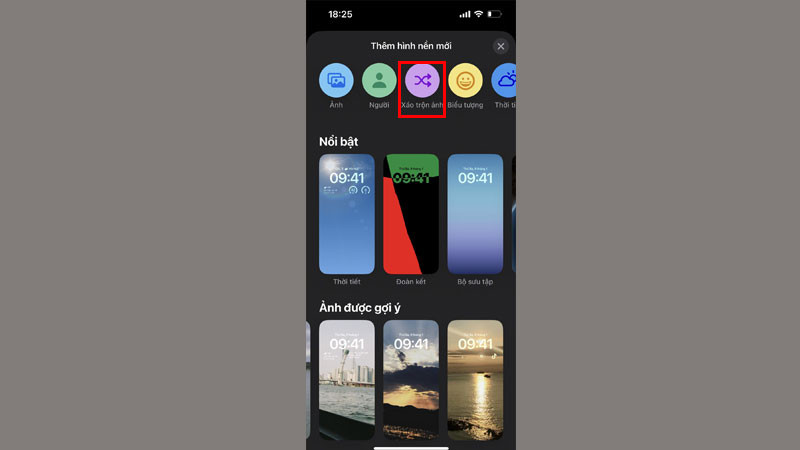Lựa chọn tính năng xáo trộn ảnh cho màn hình khóa