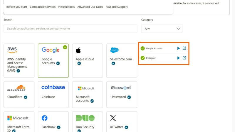 Lựa chọn và xem hướng dẫn thiết lập YubiKey chi tiết cho từng dịch vụ hoặc ứng dụng cụ thể.