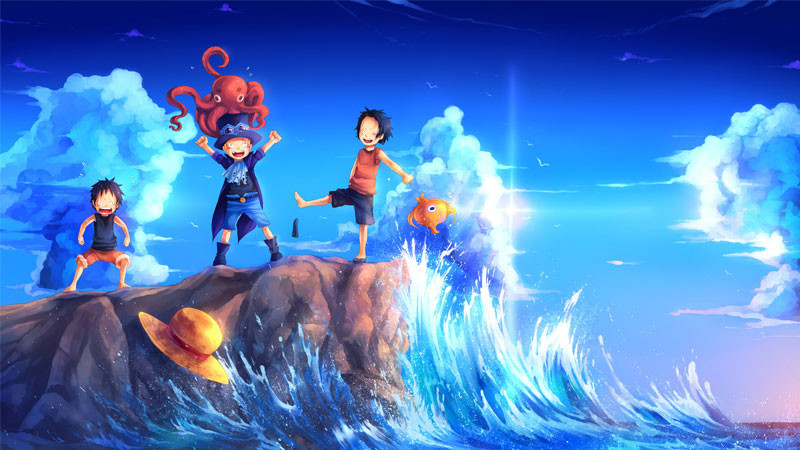 Luffy, Ace và Sabo cùng nhau vượt qua thử thách.