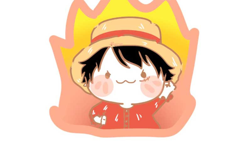 Luffy Chibi với biểu cảm vui nhộn.
